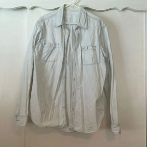 Gap Shirt Mens Large pale blue white Cotton button down size L